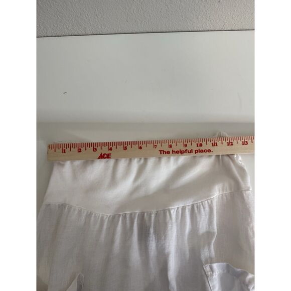 ONZ Made In Italy 🇮🇹 White Linen Handkerchief Hem Skirt L Pockets Inizio - Picture 6 of 8